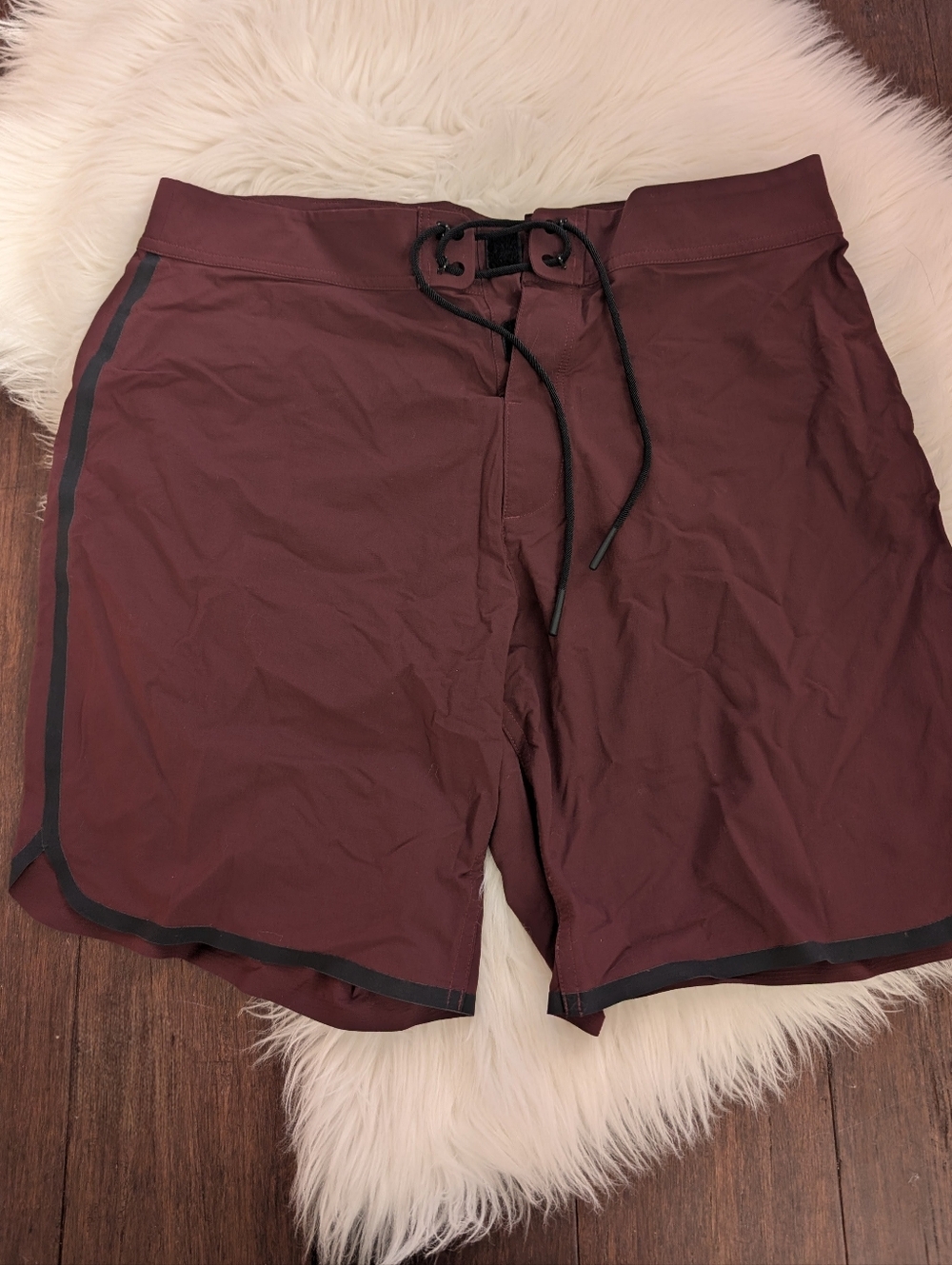 Hill City Board Shorts Men's Size 31 Burgundy 7.5" Inseam Zip Pocket Drawstring